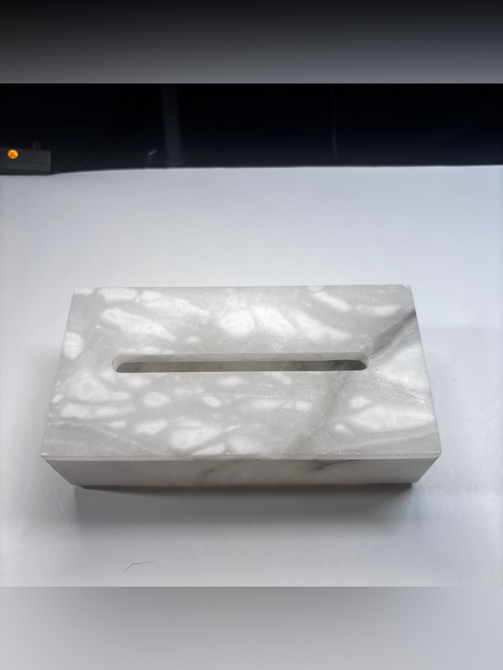 White Alabaster Tissue Box Cover W/lid Rectangular Stone Holder Facial Holder - Picture 4 of 16